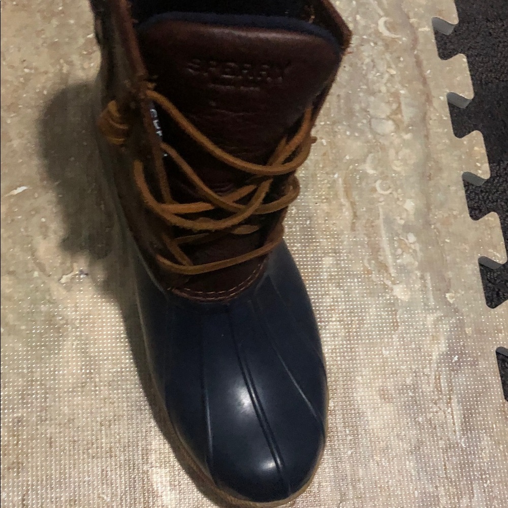 SPERRY Women's Duck Rain Boots Navy Brown Size 8M - Picture 10 of 10